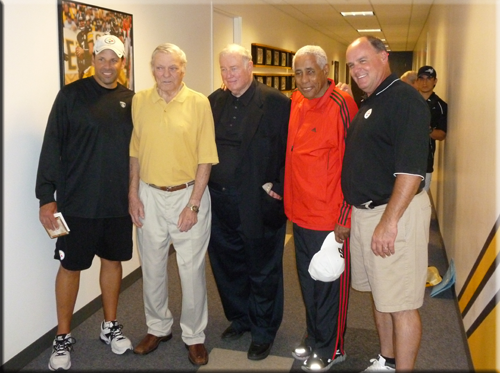 Todd Haley, Jack Butler, Art Rooney, Jr., Bill Nunn and Kevin Colbert at the Steelers Training Facility. Picture courtesy of John Butler