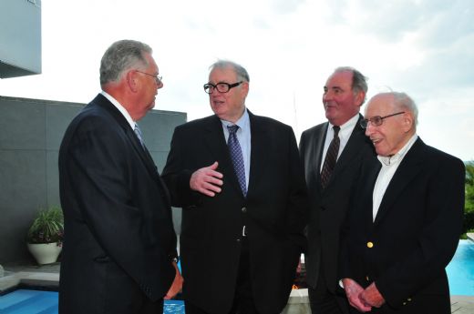 Larry Rager, Art Rooney Jr., Jeff Kumer and Roy McHugh during Evening with Art Rooney Jr. & Easter Seals at the Herforth/Karlovich Home on Wednesday, July 21, 2010. Picture courtesy of Mike Mancini/TribLive.com