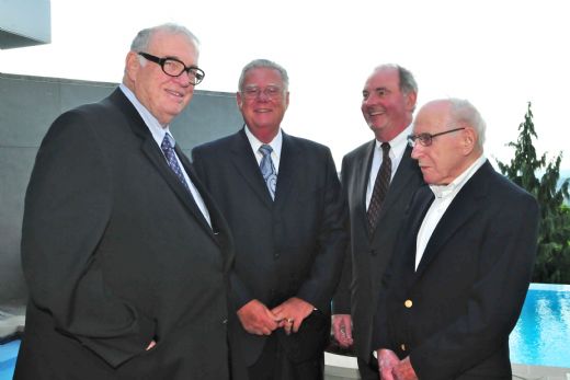 Art Rooney Jr., Larry Rager, Jeff Kumer and Roy McHugh during Evening with Art Rooney Jr. & Easter Seals at the Herforth/Karlovich Home on Wednesday, July 21, 2010. Picture courtesy of Mike Mancini/TribLive.com