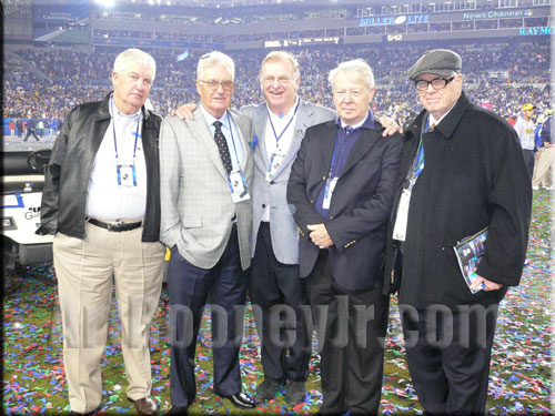 Pat Rooney, John Rooney, John McGinley Jr., Tim Rooney and Art Rooney Jr. at Super Bowl XLIII